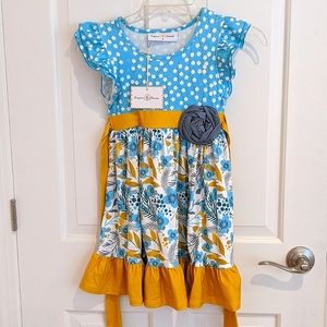 Oopsie Daisey flutter dress with rose applique - girls size 6